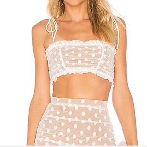 Majorelle Sawyer Polka Dot White Mesh Top